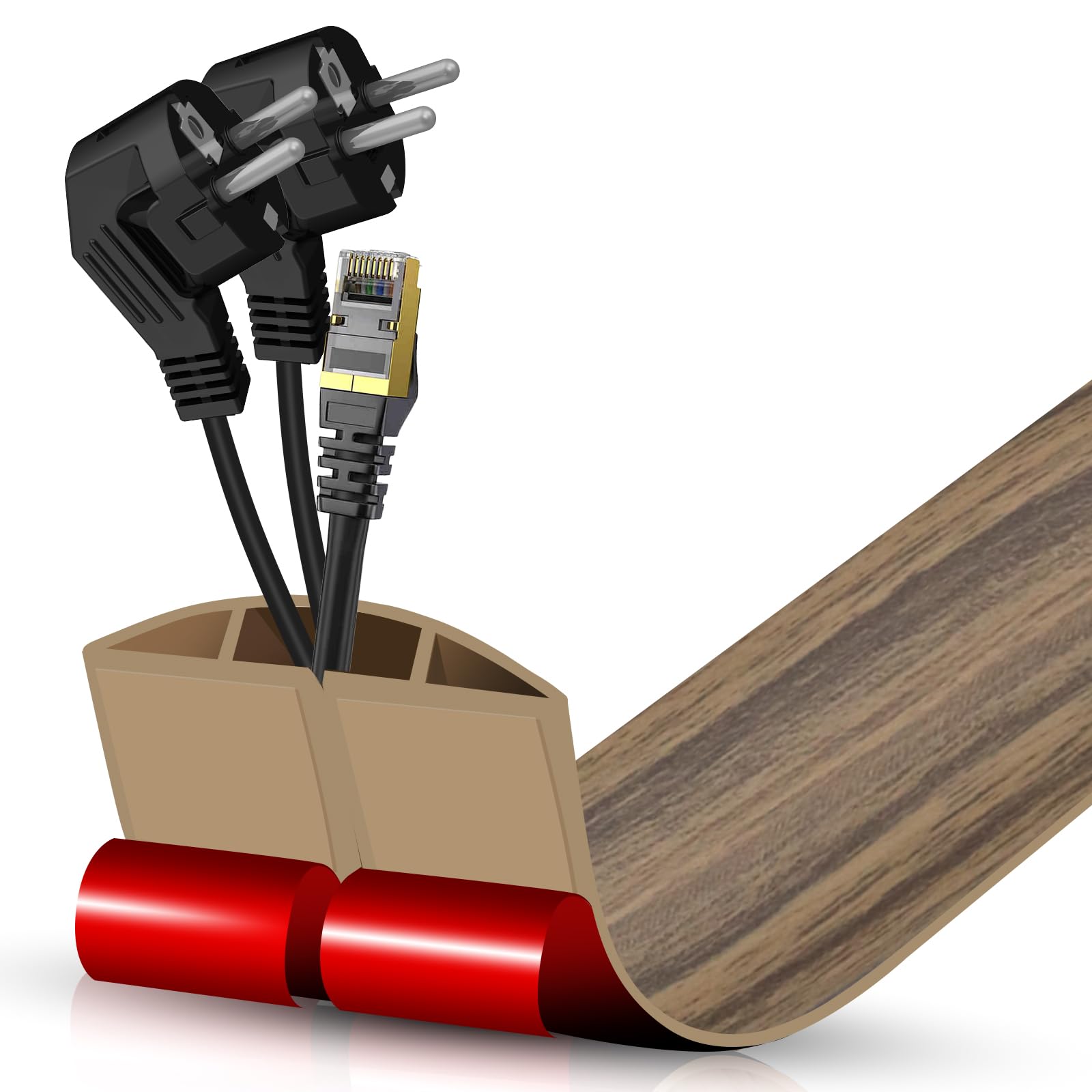 Floor Cord Cover Cavity 0.8"x0.37" Self Adhesive Cord Hider, 3.3FT Low Profile Cable Management, Extension Strip Protector for Wires, Prevent Cable