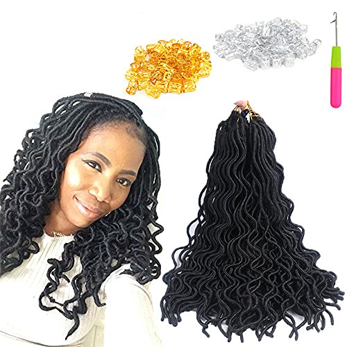 Wavy Faux locs 20" ( 6 pieces ) Synthetic Crochet Braids Braiding hair Faux Locs Dreadlocks Braids (Black)