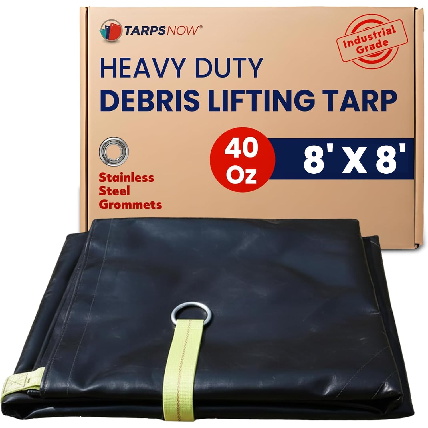 Heavy Duty Tarp with 8 Steel D-Rings - Weatherproof Outdoor Tarpaulin for Construction Roofing and Demolition
