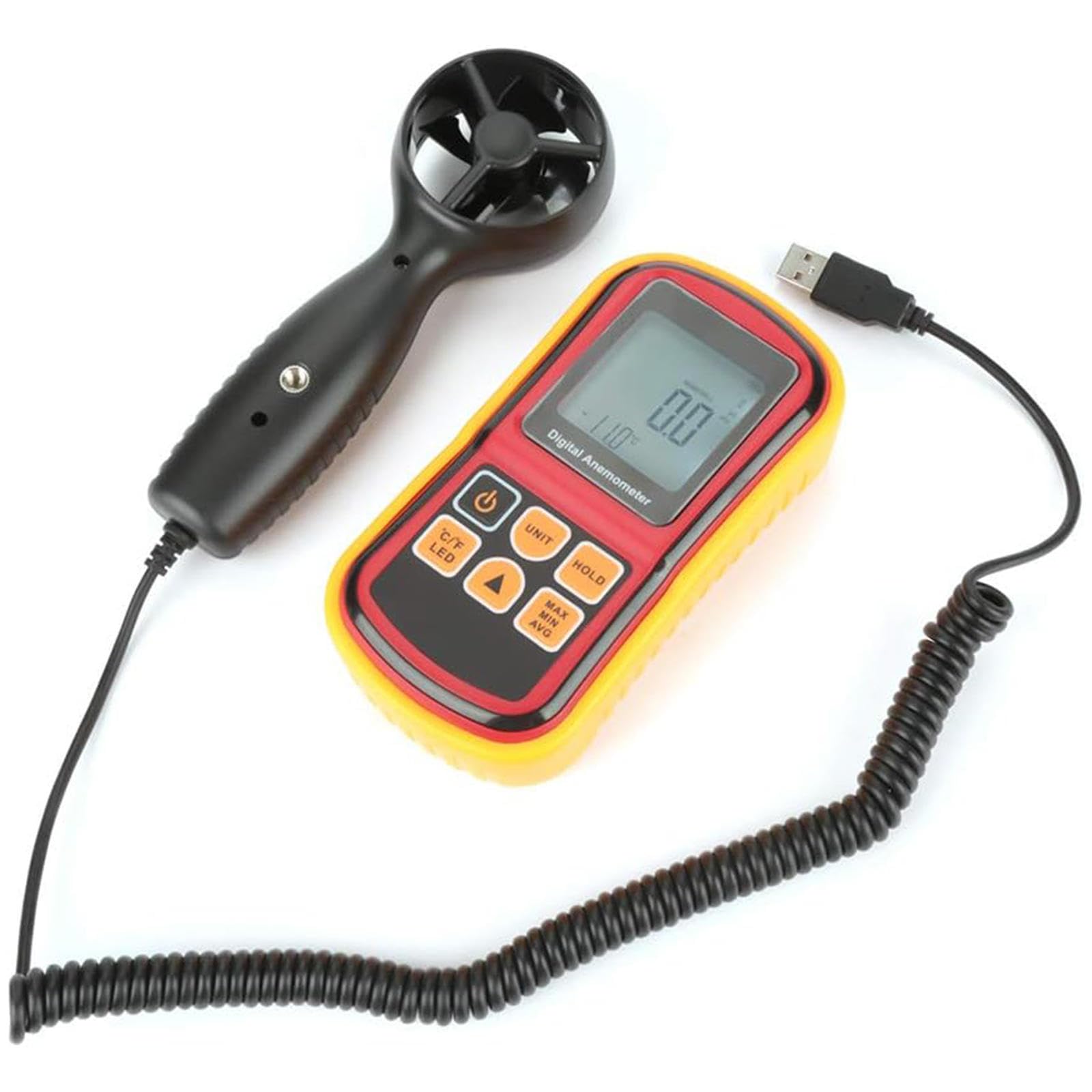 Medidor de Velocidad del Viento LCD Digital de Mano, Anemómetro Probador de Velocidad del Flujo de Aire Dispositivo de Medición con Luz de Fondo para Medir La Velocidad del Viento