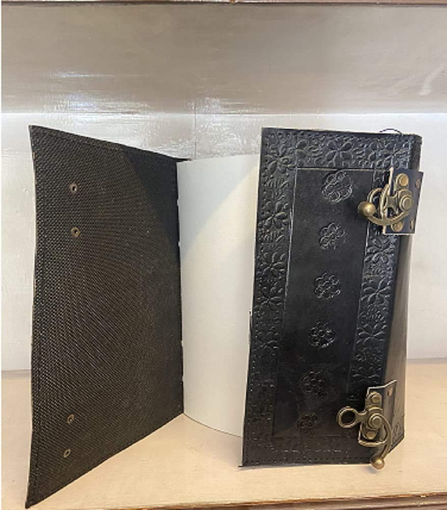 600 Seiten großes schwarzes Pentagramm geprägtes Leder-Tagebuch | Schreib-Leder-Notizbuch | Leder-Grimoire | handgefertigtes Leder-Tagebuch | Leder-Skizzenbuch 17,8 x 25,4 cm
