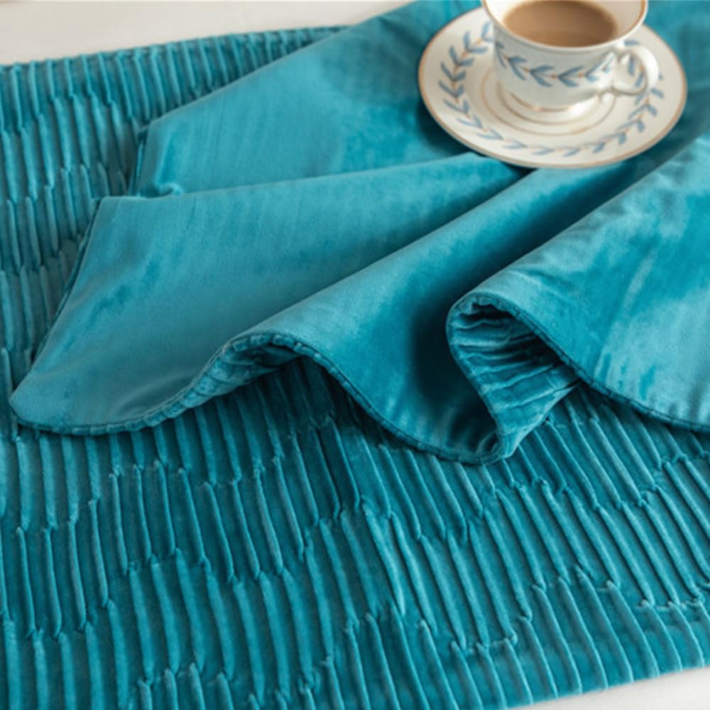 Bettläufer und Kissen Bezug, Bettschal für den Fuß des Bettes Luxus Weicher Bettlaufer Schlafzimmer für Gästehaus Hotel Schlafzimme Dekorativer,Himmelblau,45x240cm(Jacquard-Bettläufer)