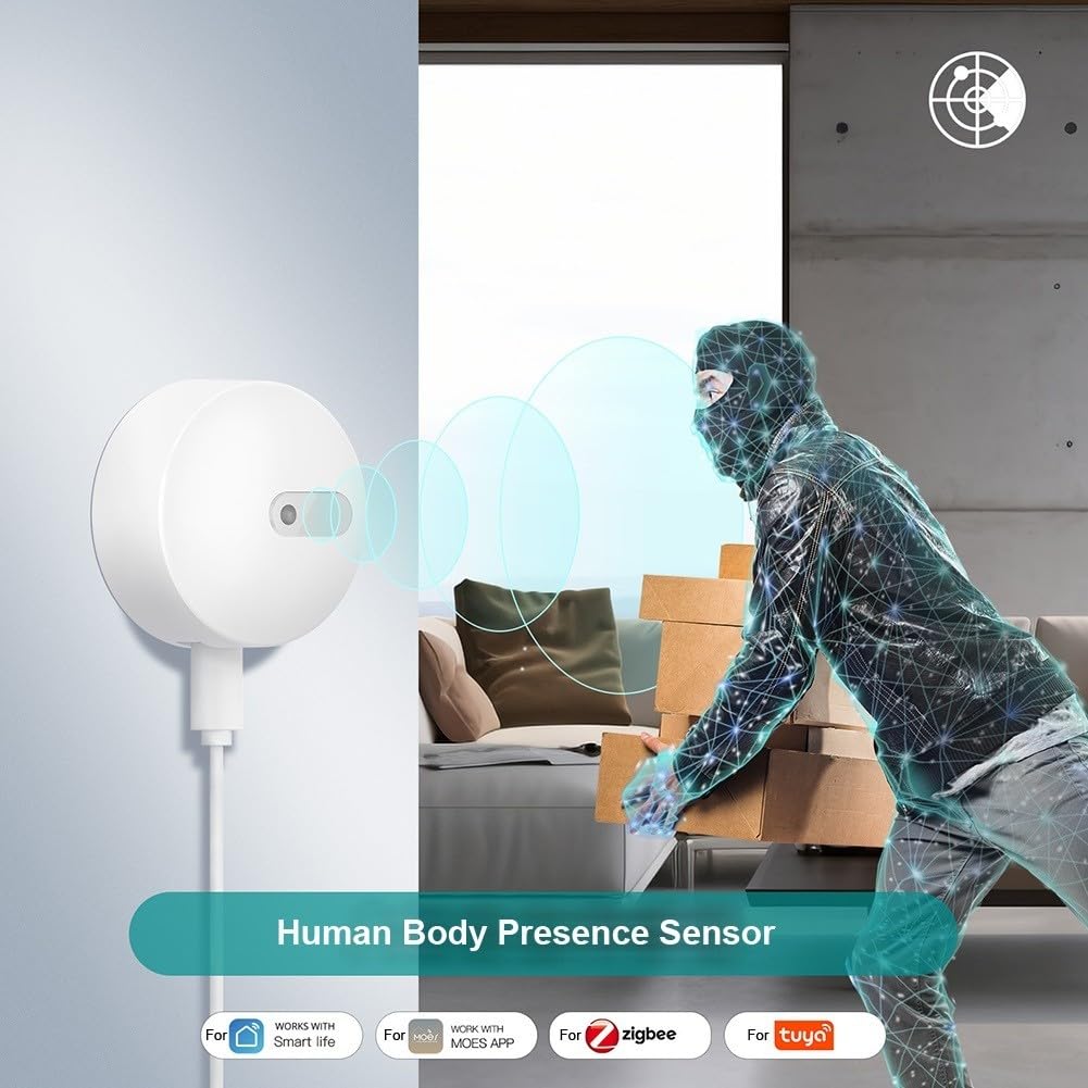 Per il sensore umano di presenza di Zigbee con la tecnologia a microonde 24ghz e la registrazione dei dati di 30 giorni bianca