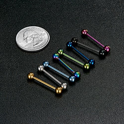 VCMART 12mm-18mm 14G Tongue Rings Nipple Straight Barbells Surgical Steel Body Piercing Jewelry4