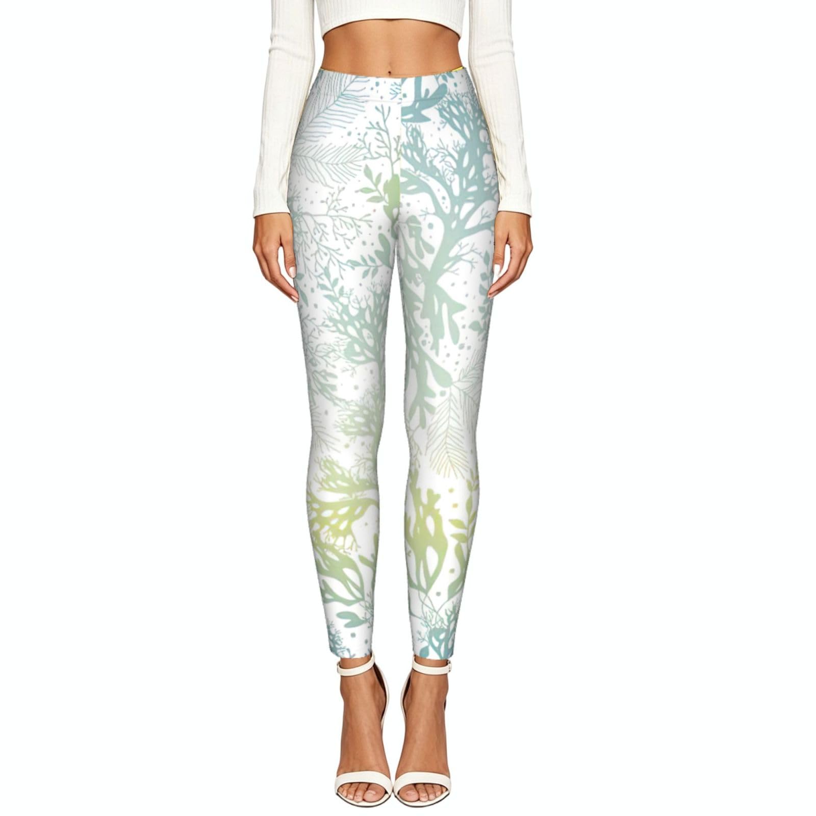 Yogahose für Damen, weich, atmungsaktiv, wasserdicht, vielseitig, sportlich, lässig, Grün / Meerblau