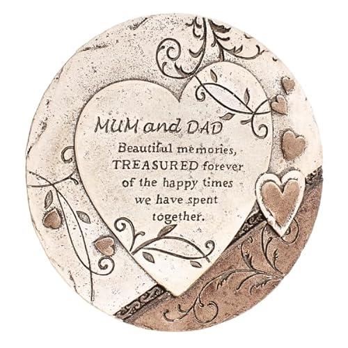 Mom and Dad Memorial Garden Stone, Durable Cement Outdoor Decorative Stones, Sympathy Gifts for Loss of Loved One, Remembrance Gift Memorial Stone Decor for Mom & Dad Grave Decorations for Cemetery