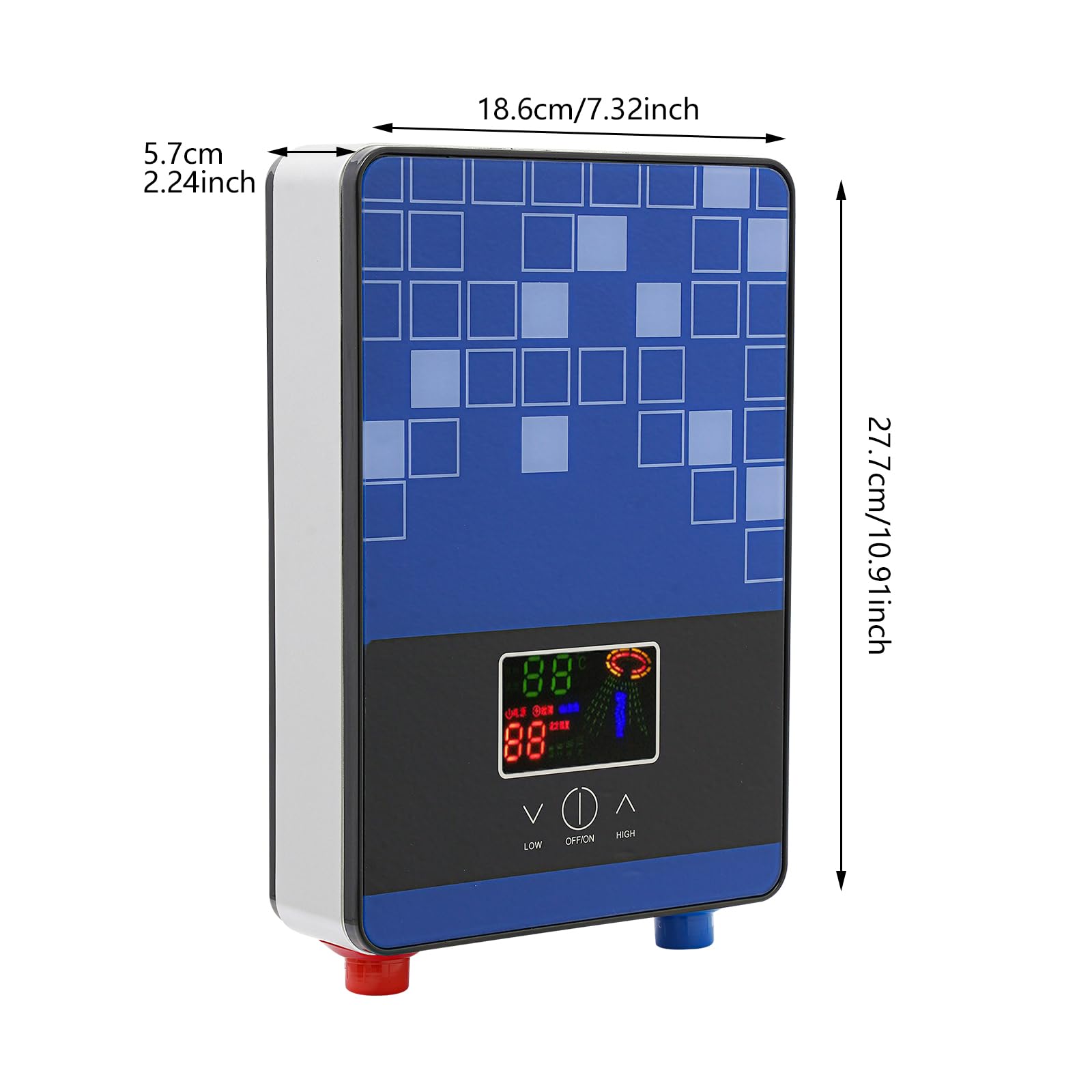 6500 W, scaldabagno elettrico 220 V, doccia digitale 30-55 °C, riscaldamento istantaneo, senza serbatoio, temperatura costante