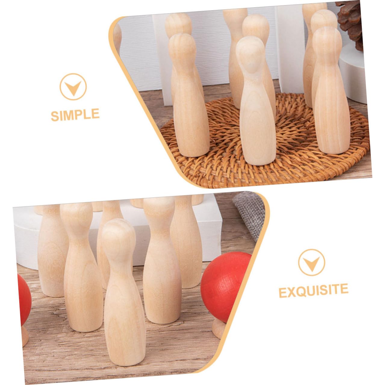 Healeved Jeu de Bowling de Table en Bois, 2 Lots pour Garçon et Filles