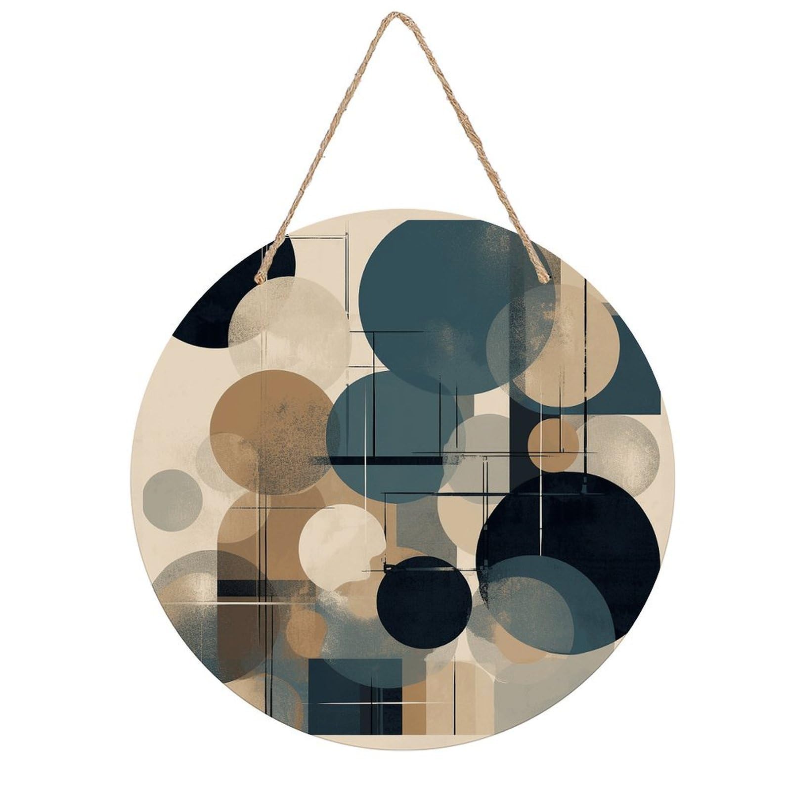 FekiLoot Art Painting Wall Art Decor Round Wood Hanging Sign Decoration Wooden Circle Door Sign Round Hanging Decorative Wood Plaque Door Hanger for Home Outdoor Indoor Decoration