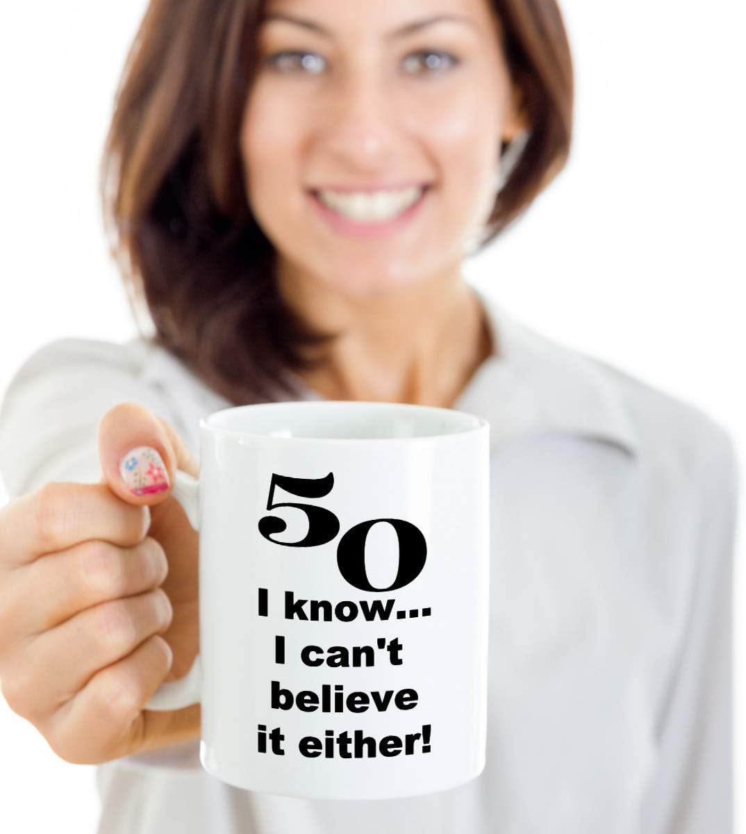 Best Cyber Monday 🔥 Happy 50th Birthday Mug for 50 Year Old Woman Man Coffee Tea Cup - 50 I Know… - 11 oz white ceramic coffee mug