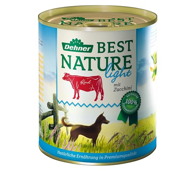 Foto 3 de 3 de Dehner Best Nature - Comida para Perros Ligera, Vacuno con calabacín, 6 x 800 g (4,8 kg)