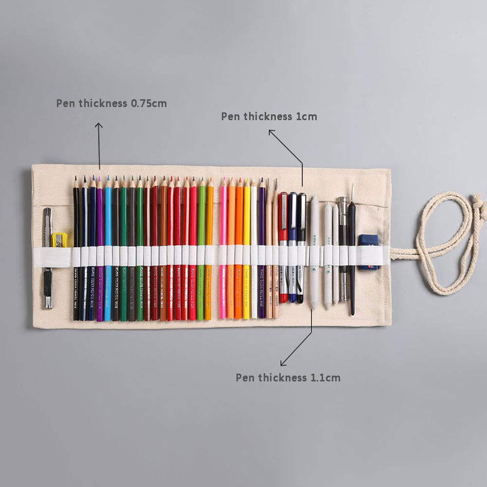 NANANA Bolso para Lápices con Orificios 12/24/36/48/72 Bolsa de Bolígrafo Enrollable de Gran Capacidad de Lona de Estilo étnico, Portalápices de Lona para Almacenamiento de Lápices[3 pcs],#5,72 Holes