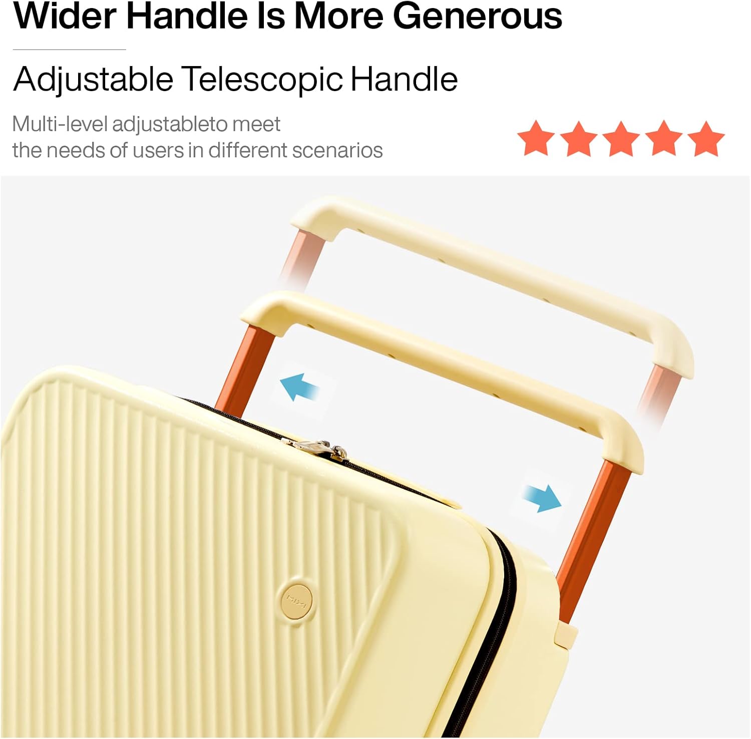 review Mixi Luggage Suitcases With Spinner Wheels,Upgrade Wide Handle PC Hardshell Rolling Travel Suitcase with TSA Lock, Checked-Medium 24-Inch, Lark Yellow