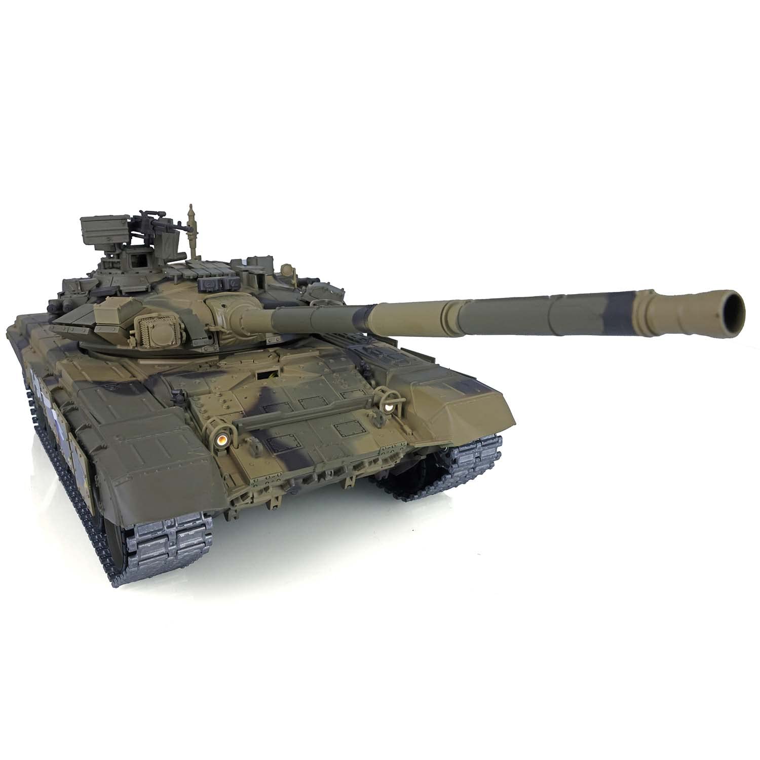 Heng Long Control remoto mejorado 2.4Ghz Tk7.0V escala 1/16 ruso T-90 Main Battle Air Soft RC Tanque humo y sonido (versión mejorada con engranaje de metal y pistas)