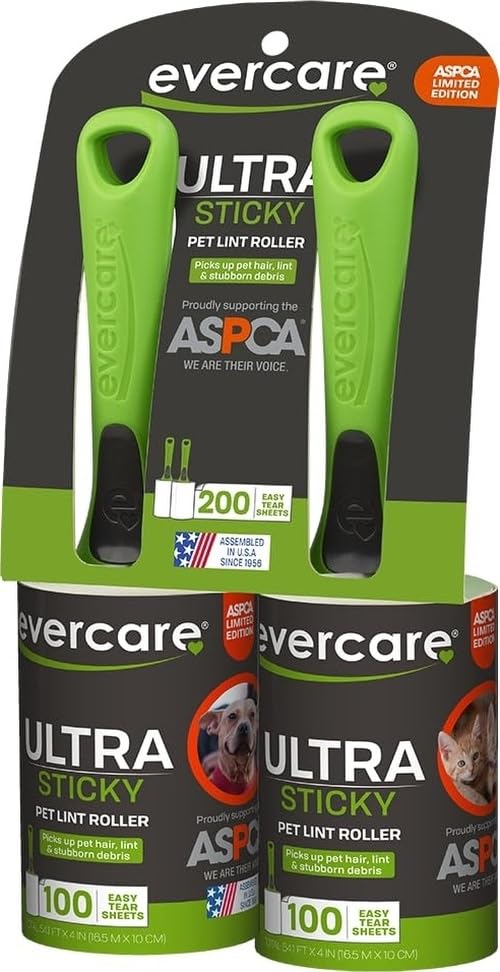 Evercare Pet Hair Lint Rollers All Purpose Use 100 Easy-Tear...