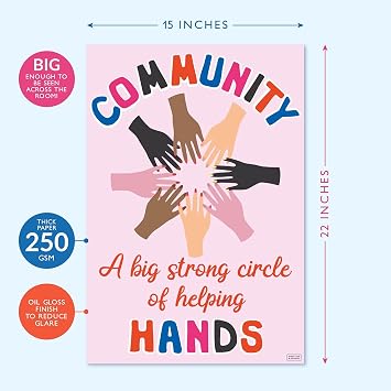 S&O Kindness Posters for Classroom Decorations 6 Pack, 15 x 22” Large Poster Bundle, Growth Mindset and Motivational Wall Art for Bulletin Board, Inspirational Quotes, Affirmation and Positive Banner