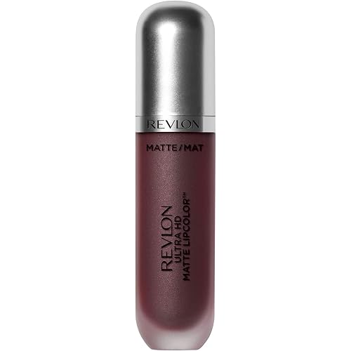 Revlon Ultra HD Matte Lipcolor, Velvety Lightweight Matte Liquid Lipstick in Plum / Berry, Infatuation (675), 0.2 oz