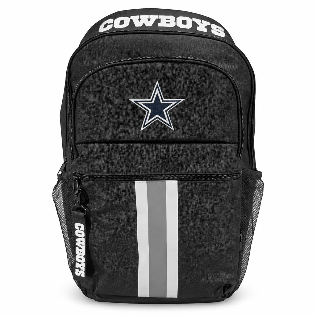 NFL Dallas Cowboys Backpack – Triple Stripe Wordmark Design with Keychain