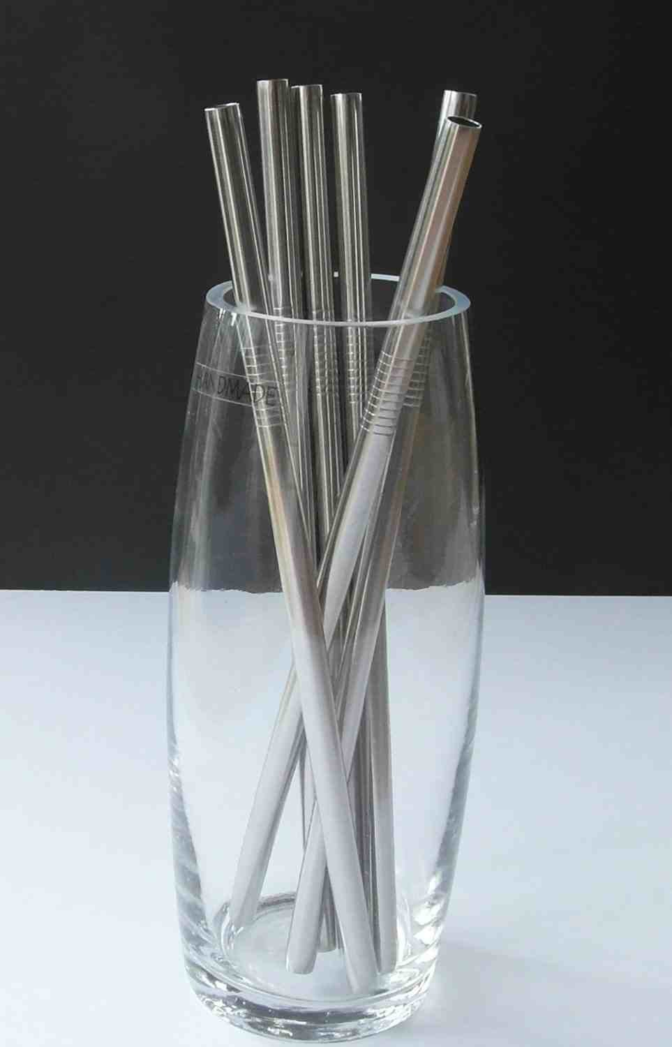 2 Straight Metal Drinking Straw Stainless Steel Reusable Eco Party Straws Premium Quality ref.z90/2