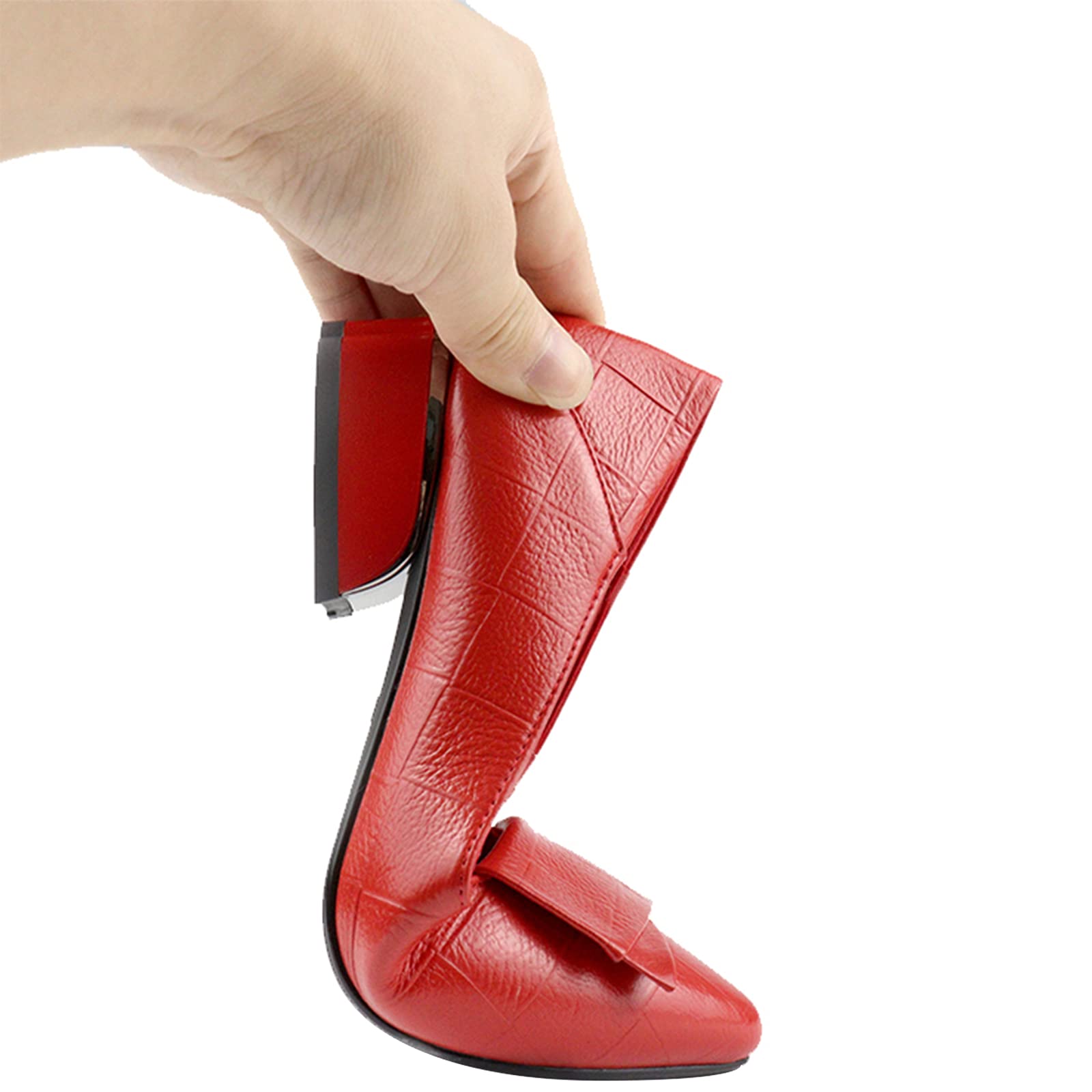Mujer Puntiagudo Cuadros Zapatos de Tacón Cuero Suela Blanda Ballerinas