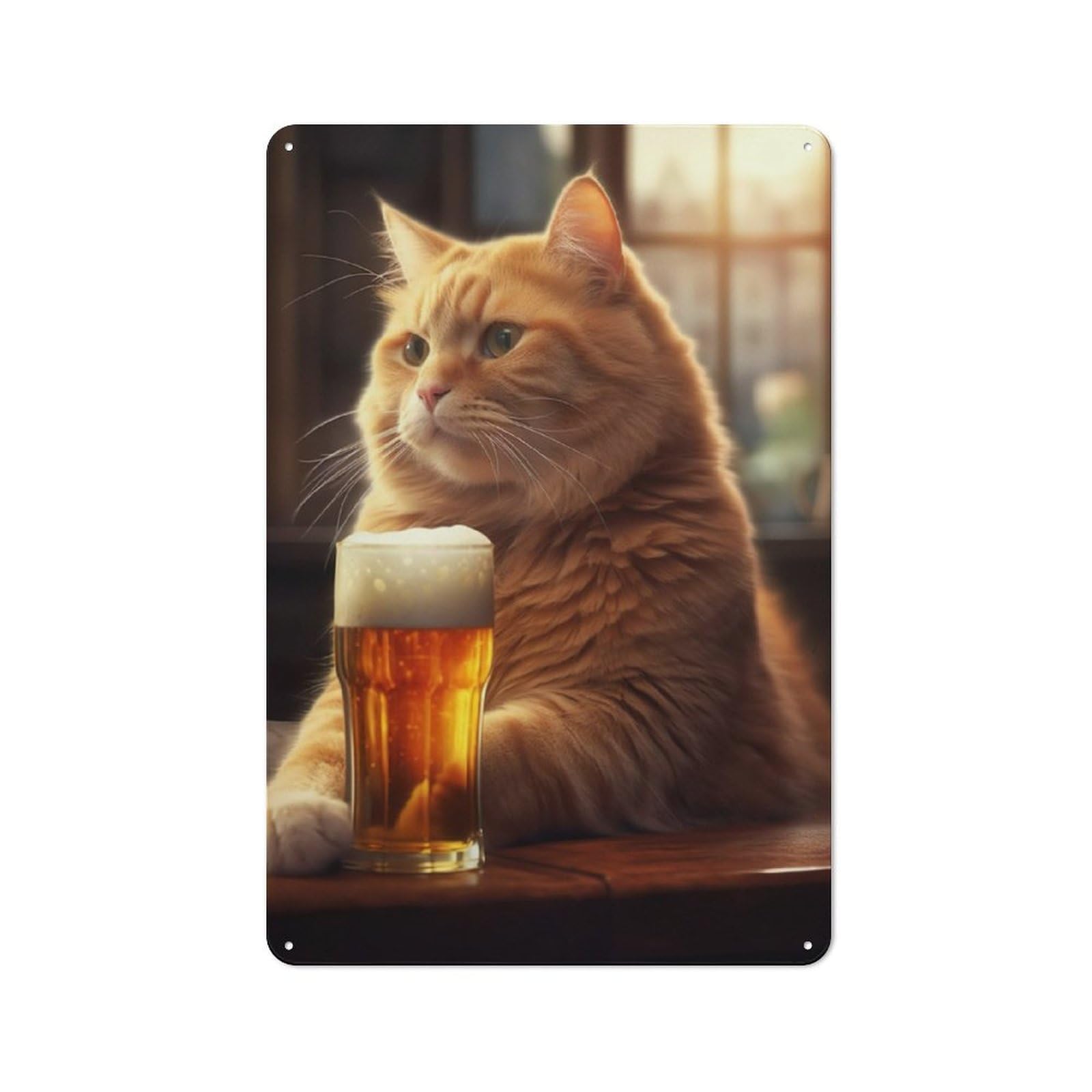Junmoney Cat Beer Pub Bar Printed Metal Sign 30X20cm For Pub Or Café, With Clear Industrial Wall Decor Character