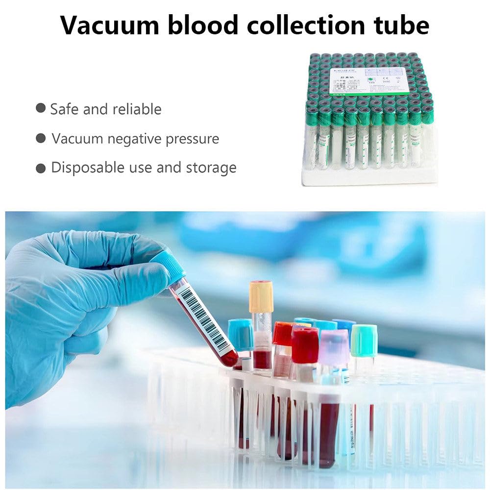 Tubes De Prélèvement Sanguin, 3/5/10 Ml, 100 Pièces/Paquet, Tubes De Prélèvement Sanguin Jetables En Plastique, Tubes D'héparine De Lithium, Pour Laboratoires Et Salles De Recherche,10ml