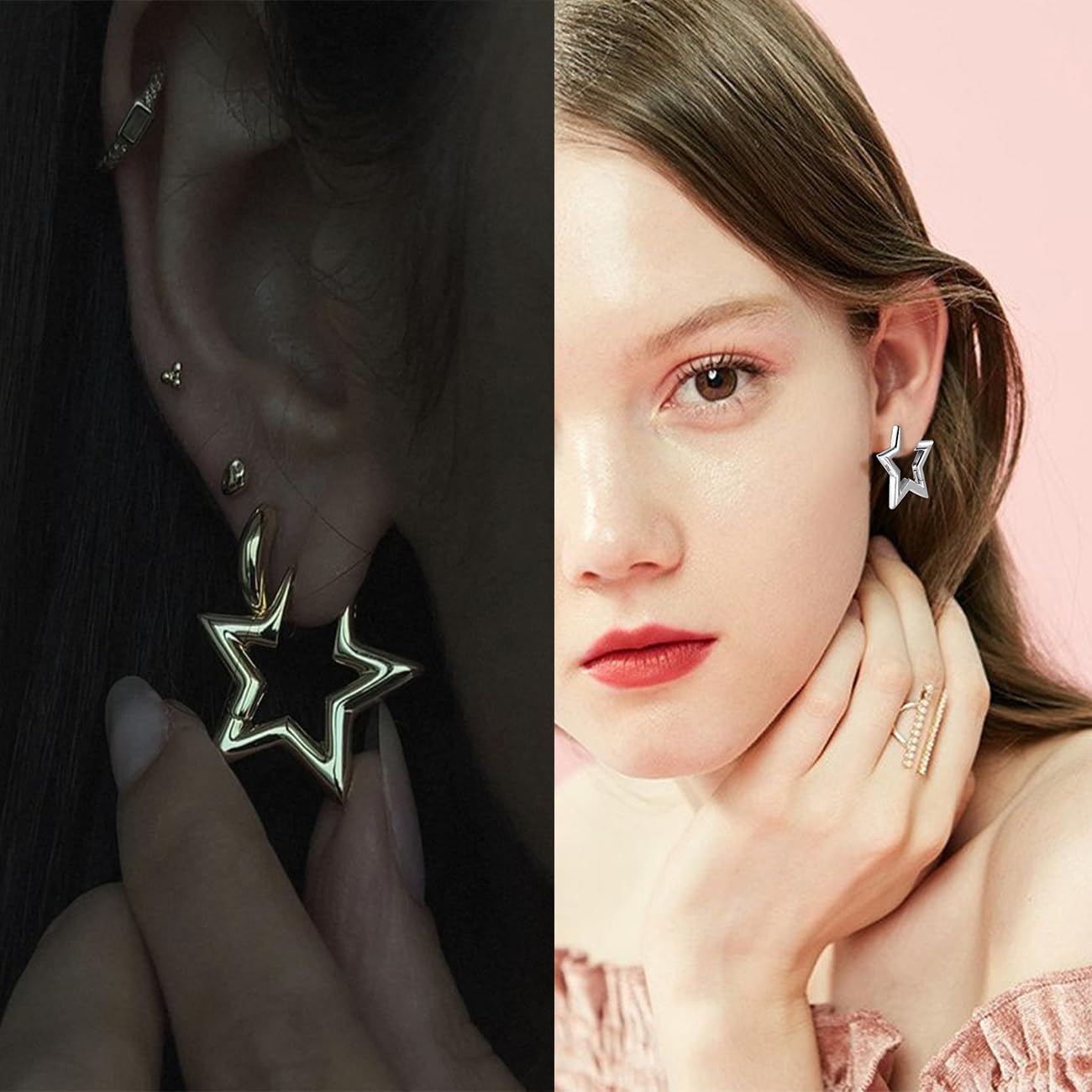 ALEXCRAFT Orecchini Donna Cerchio Ago Argento 925 Geometrici 14K Oro Placcato