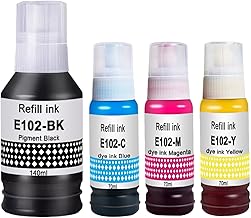 Molabel 102 Ink Compatible with Epson 102 - Replacement for EcoTank ET-2700,2750,2751, 2756,2800,2850,2856,3700,3750,3850,4750,4800,4856 (Black/Cyan/Magenta/Yellow)