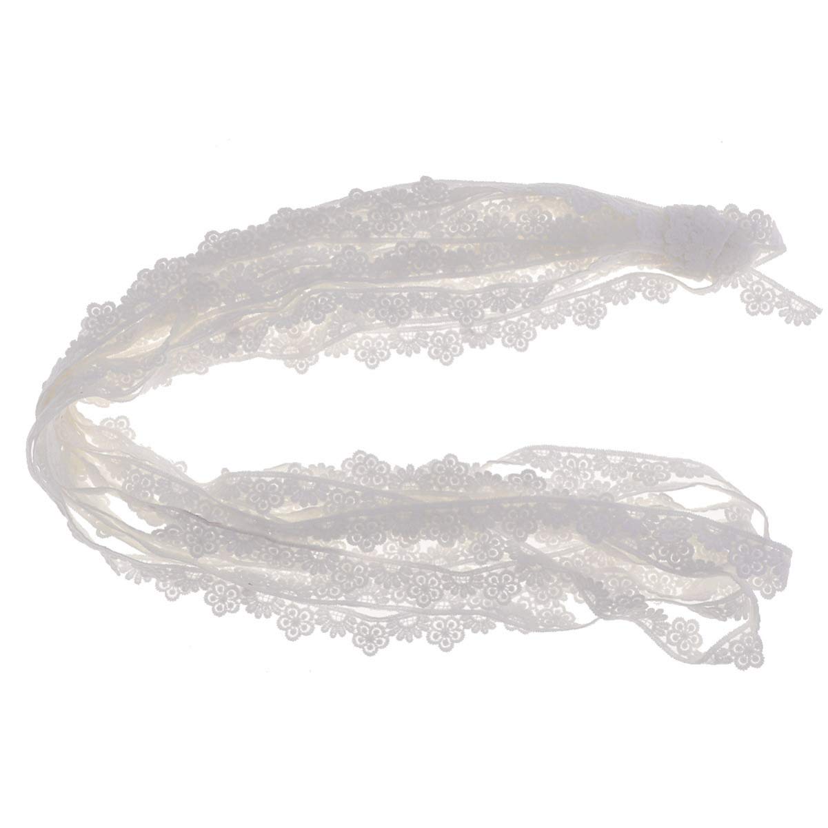 Healifty 10 Yard Lace Fabric Vintage Lining Clothing Flower Border Embroidered Applique Clothing Accessory For Sewing Diy Making Bridal Wedding Decorations (White)