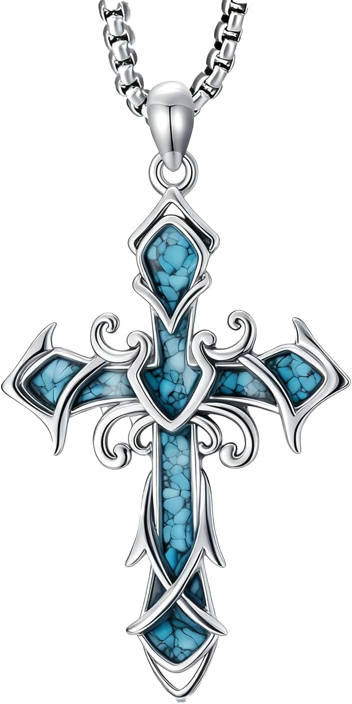 Cross Necklace for Men Women 925 Sterling Silver Christian Pendant Religious Jewelr...