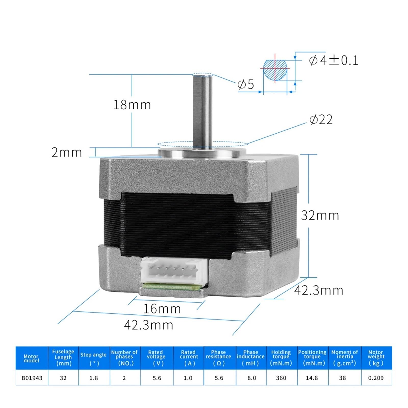 Schrittmotor 3D Printer Stepper Motor 42 Motor L34.0MM 42BYGH269 for Ender 3 /CR10 42 Stepper Motor X Y Z Axis Motor