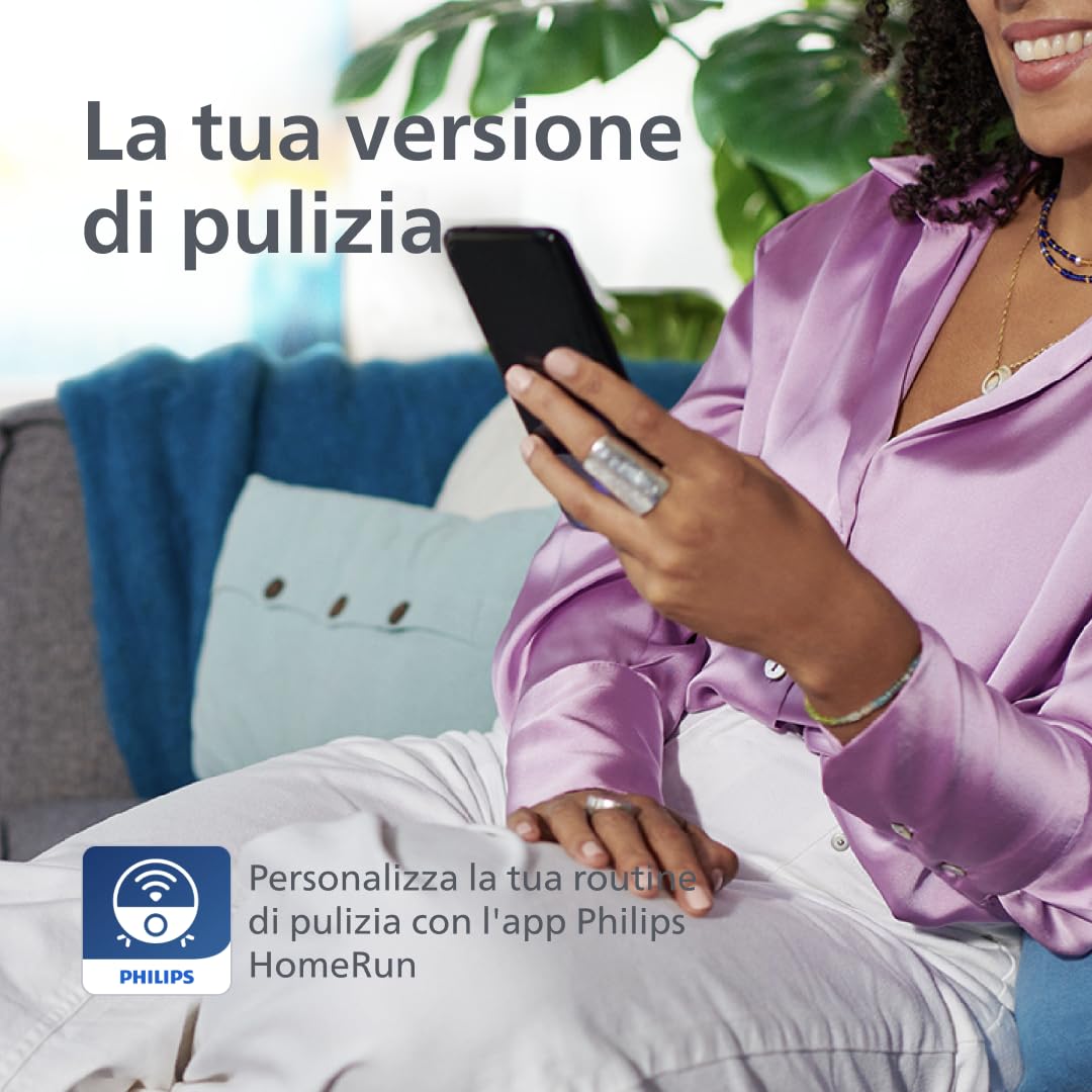 Philips Robot Aspirapolvere Serie 2000 - Aspirazione 2700 Pa, Navigazione Laser, HomeRun App, Stazione di Svuotamento Automatica, 130 minuti di Autonomia, Modalità Tappeto (XU2100/20)