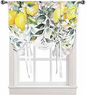 Tie Up Curtains for Windows Leaves Balloon Curtains Adjustable Kitchen T...
