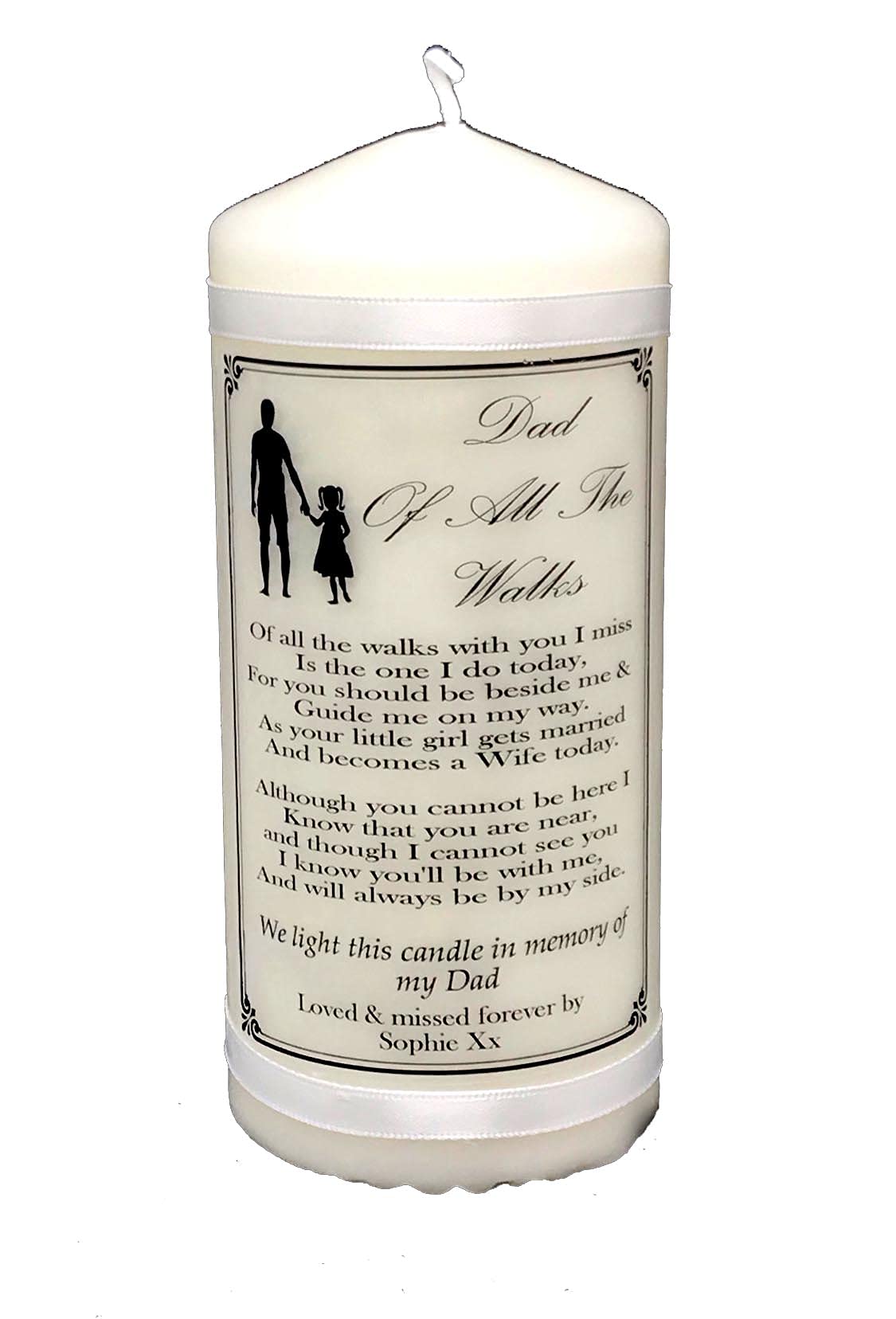 Personalised Father of the Bride Wedding Memorial Absence Poem Candle to Light in Remembrance