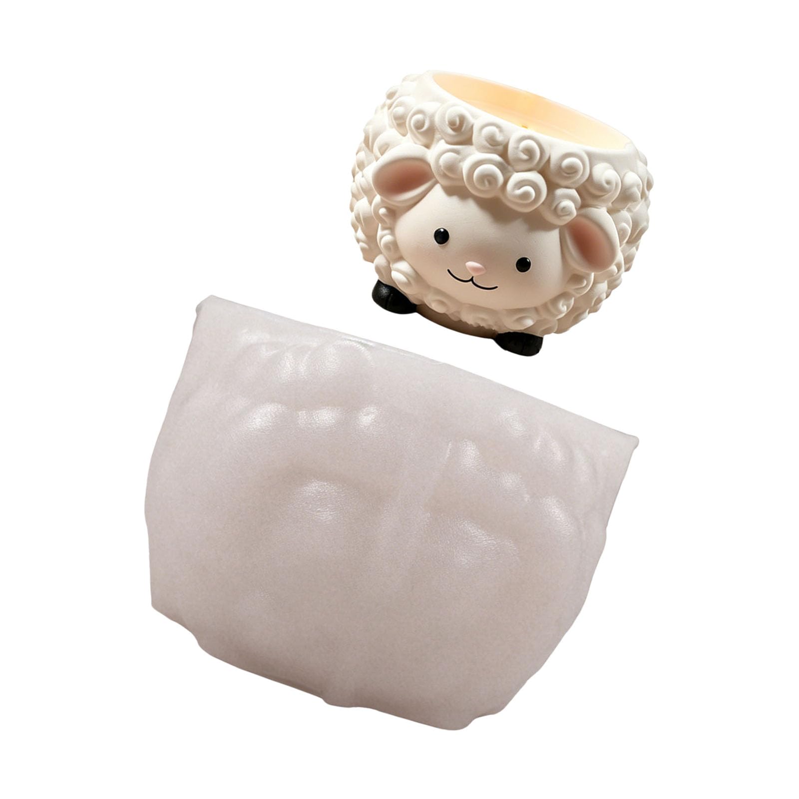 Oxxggkao Sheep Shape Silicone Molds for Cup Soap Chocolate Making Decorative Flowerpots Making Set Elastomer