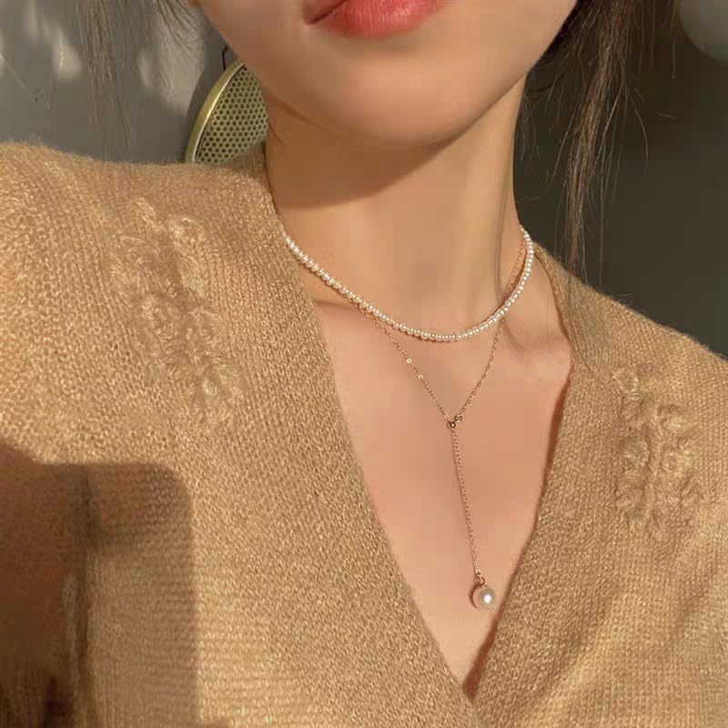 Image of Zeffy Pearl Necklace 4MM /6MM /8MM Dainty Round Imitation Pearl Choker Necklace Wedding Pearl Necklace Delicate Jewelry for Women Simple Bridesmaid Jewelry Gifts