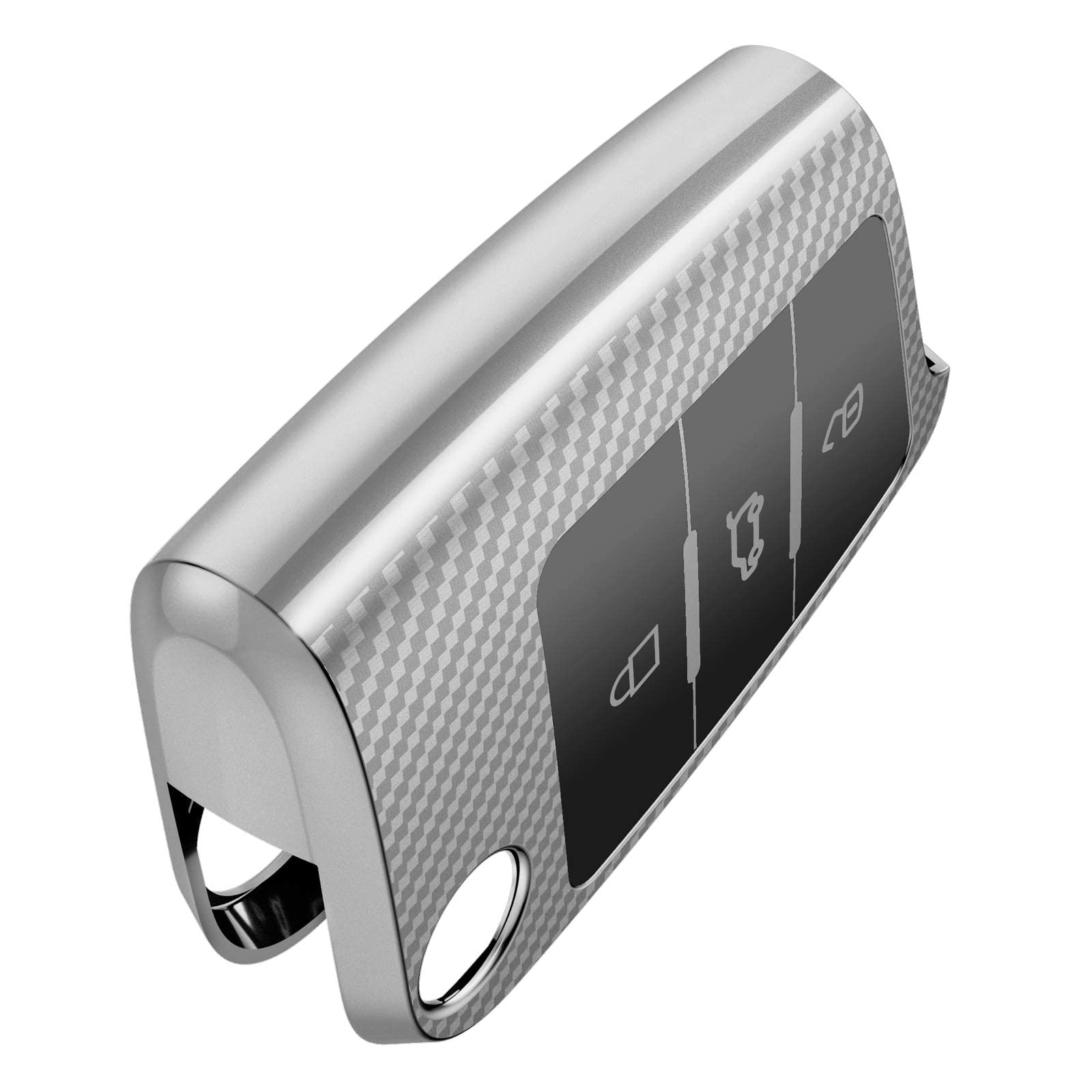 OATSBASF Car Key Cover Compatible with VW,Car Key Case for VW Golf 7 Polo Skoda Seat TPU Silicone 3 Buttons Box (Silver-Stripe) — view 5