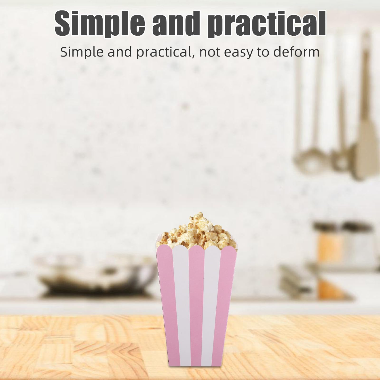 100 Secchielli per Popcorn in Carta a Righe Rosa Contenitori Resistenti All’Olio per Snack Feste di Compleanno Cinema e Carnevale Scatole per Dolci e Bomboniere Pratiche e