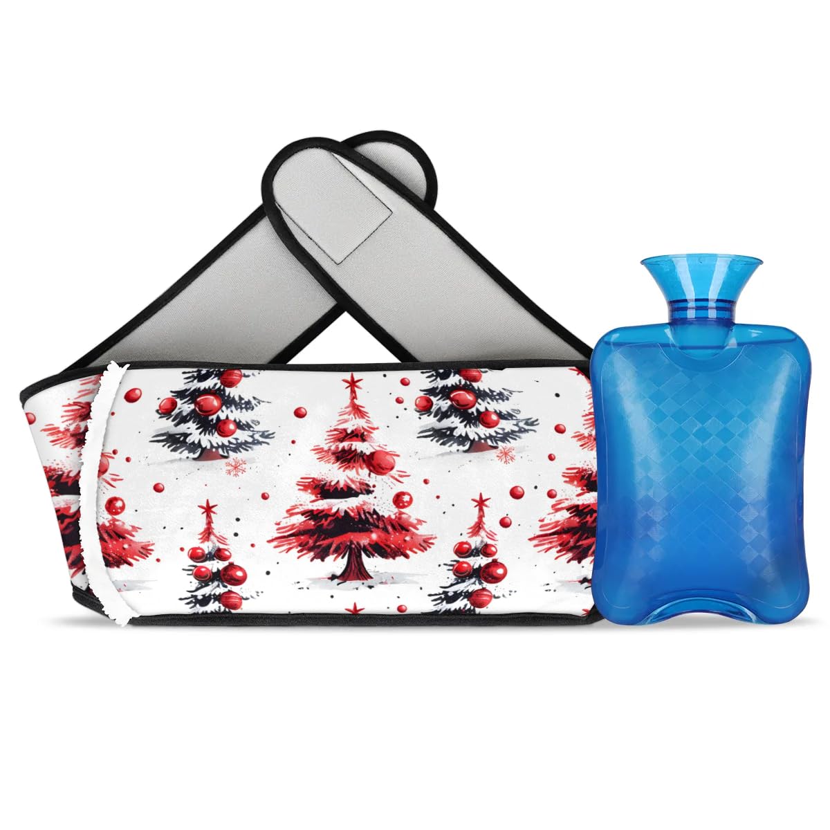 Hot Water Bag with Waist Cover Red Tree Pendant Warm Hot Water Bottle Belt Plush Double Hand Insert Wearable Water Bag Detachable Hot Bottle Pouch for Neck Shoulder Pain Relief