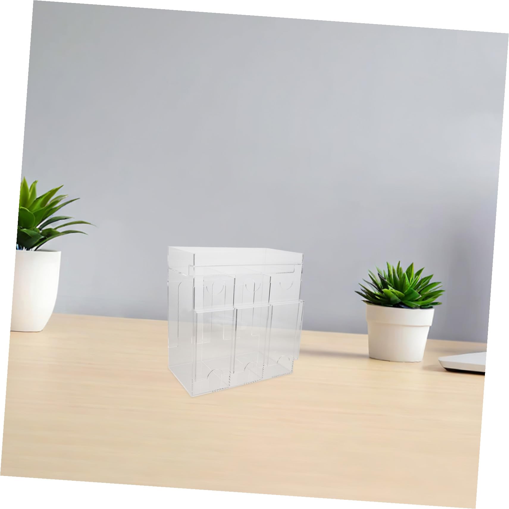 Organiseur de Cartes en Acrylique à Compartiments Multiples pour Cartes Nom