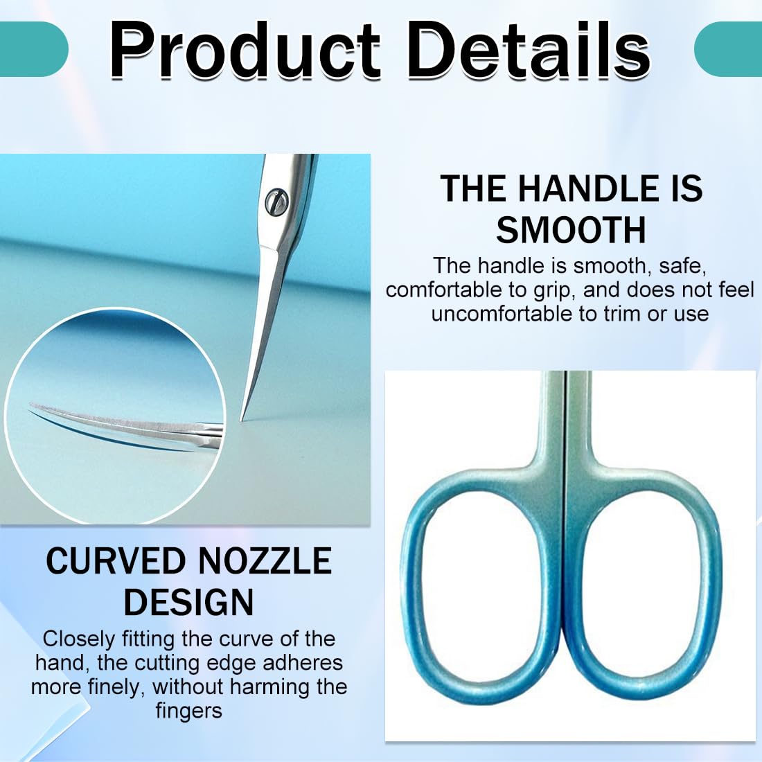 2 Piezas Tijeras Cuticulas Profesionales, Tijeras para Cuticulas Curva Punta Fina, Acero Inoxidable Cortacuticulas, para Restos de Cutículas, Cejas, Pestañas (Azul/Rosa)
