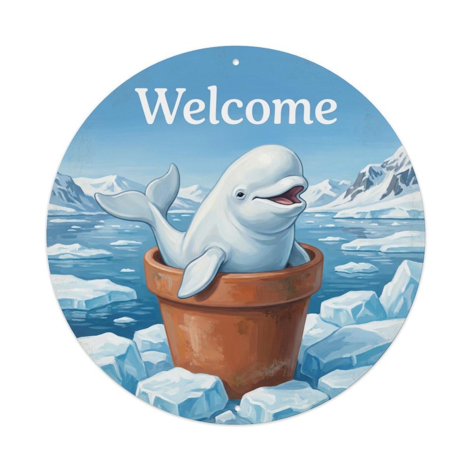 Metal Tin Sign Welcome Beluga Icy Bay
