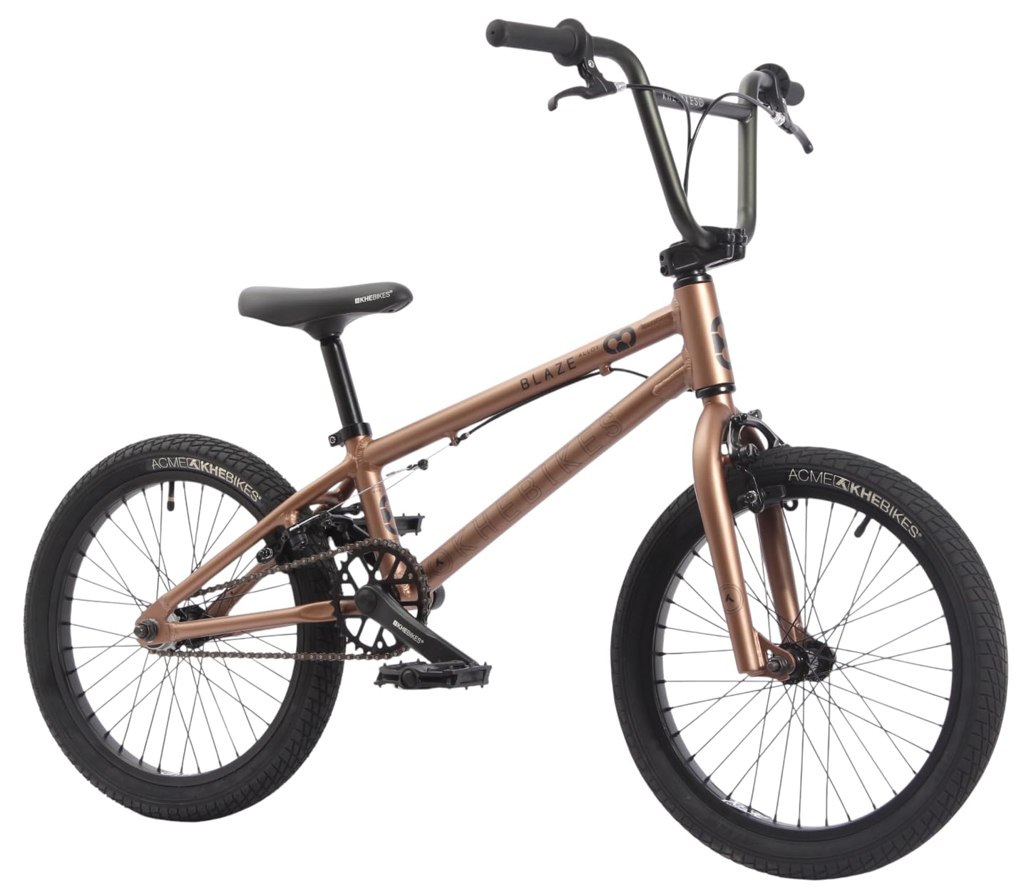 KHE Blaze 18 Zoll BMX Bike – 9,3 kg leicht, Aluminiumrahmen, Affix Rotor, U-Bremsen vorne & hinten, für Kinder ab 125 cm – Freestyle BMX für Park, Street & Pumptrack – Bronze