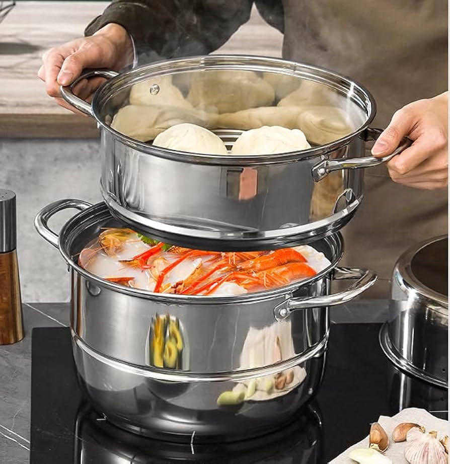 Amazon｜蒸し器 鍋 多機能 蒸し鍋 蒸し器 二段 三段 蒸し器