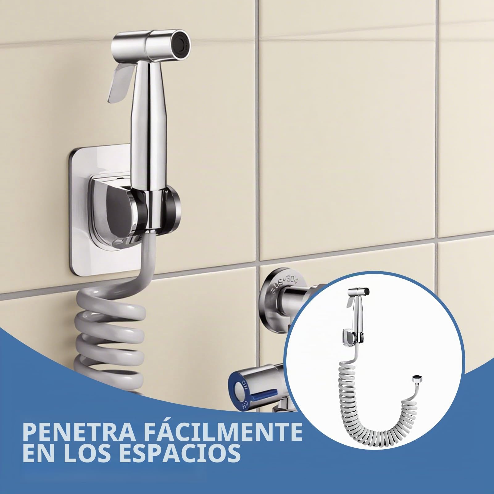 Ducha Bidet Acero Inoxidable, Grifo Portatil para WC Kit Ducha de Lavabo, con Soporte, Adaptador y Manguera WC 2m, Inodoro pulverizador de bidé de mano con gancho