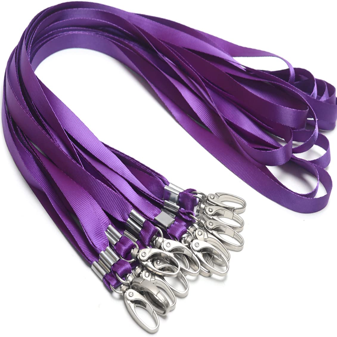 Antspirit 50 Pack Lanyards for Id Badges Holder Bulk Lanyard with Clip Swivel Hooks(Purple)