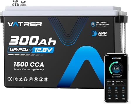 12V 300AH Low Temp Cutoff LiFePO4 Lithium Battery, Built in 200A BMS | Max 2560W Power Output, 5000+ Cycles Rechargeable Lithium Deep Cycle Battery, for RV/Camper, Backup Power, Solar, Off Grid