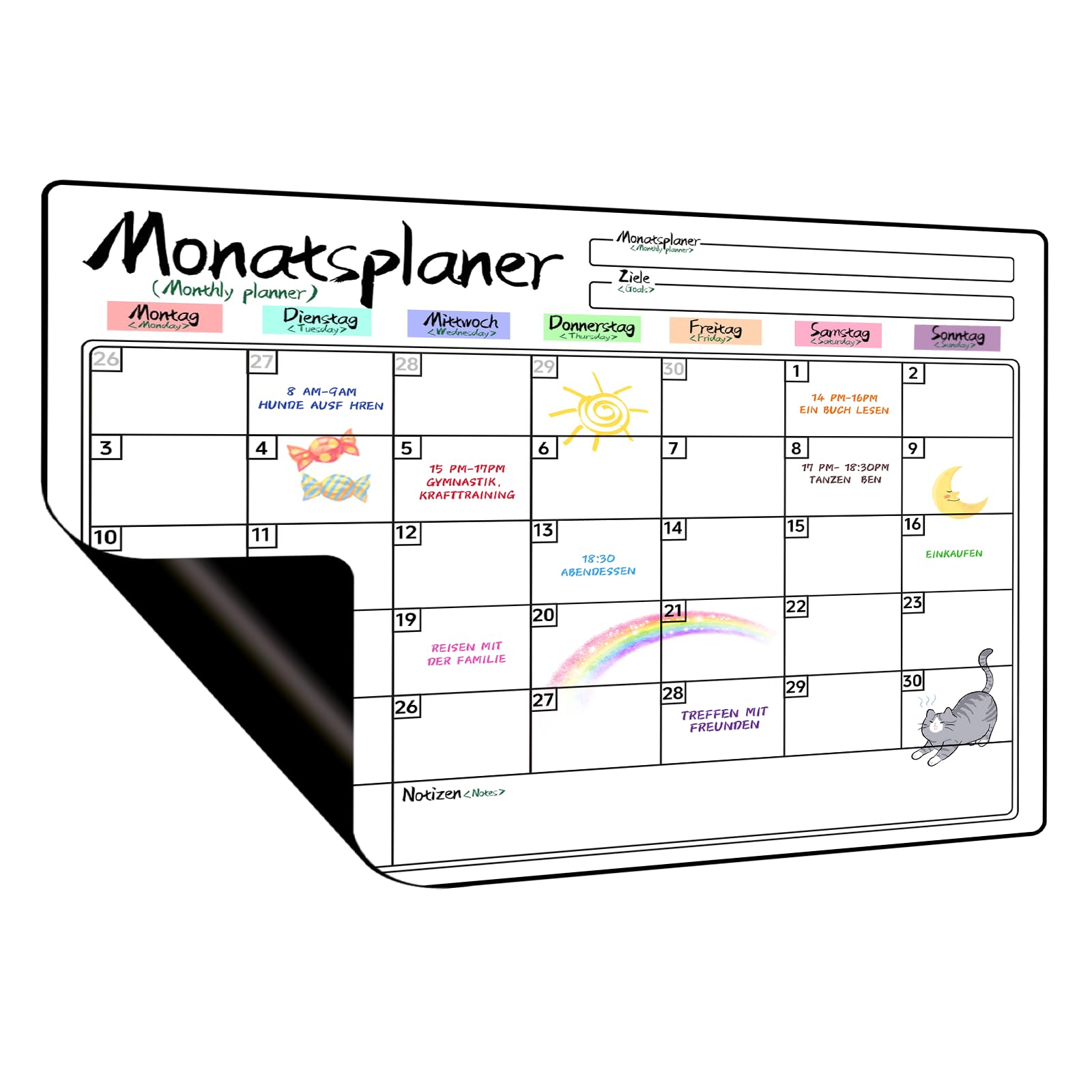 Prelisee Whiteboard Wochenplaner, Magnetisch Monatsplaner für Kühlschrank | Abwischbar 42×30cm Kann Als Essensplaner Woche,To Do Liste,Haushaltsplaner,Einkaufsliste,Kinder Wochenplaner Abwischbar