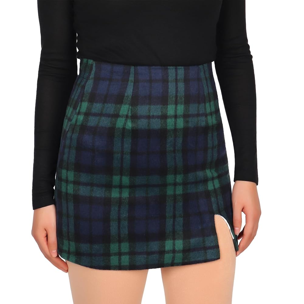Amazon.com: Ibeauti Women's High Waist Plaid Skirt Side