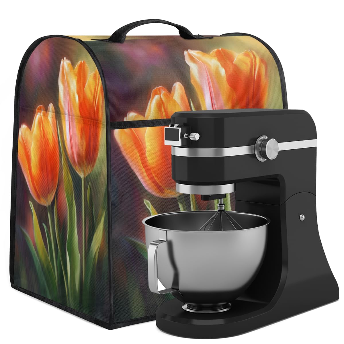 Coffee Maker Cover Tulip Kitchen Appliance Covers Small Appliance Covers Blender Cover Juicer Cover Dust Covers for Kitchen Appliances with Top Handle and Pockets,Washable,C28